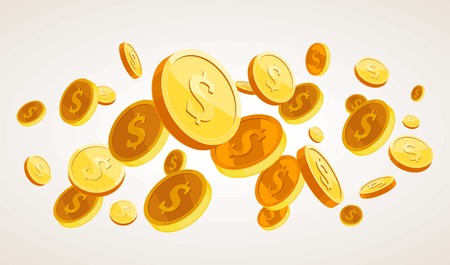 Gyldne dollar mønter illustration