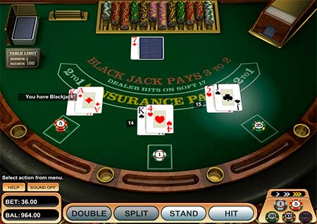 Betsoftin American Bitcoin blackjack näyttää tältä. Voit pelata tätä monilla kasinoilla, kuten esimerkiksi FortuneJack.