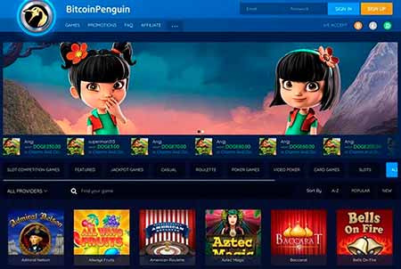 Dette er hjemmesiden BitcoinPenguin casino.