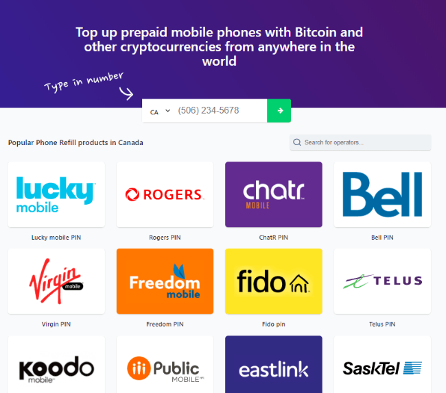 Bitrefill giver sine brugere tjenesten til at supplere deres forudbetalte mobiltelefoner