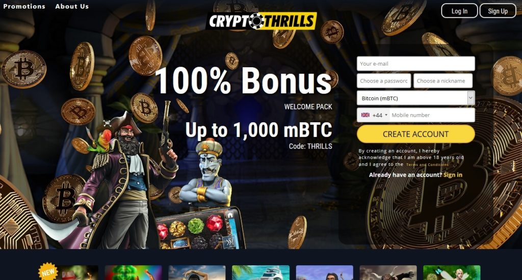cryptothrills hjemmeside
