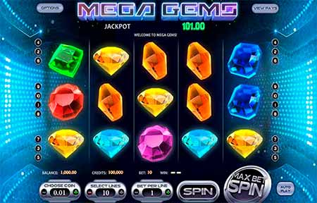 Mega Gems -tila- ja helmi-aiheinen kolikkopeli CryptoWildissä.