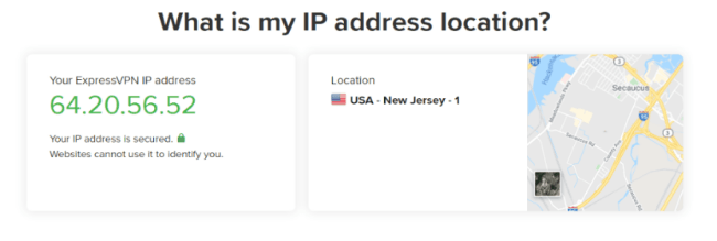 IP-sijainti New Jerseyn palvelimella Express VPN: ssä