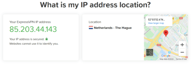 Express VPN -yhteys hollantilaiseen palvelimeen