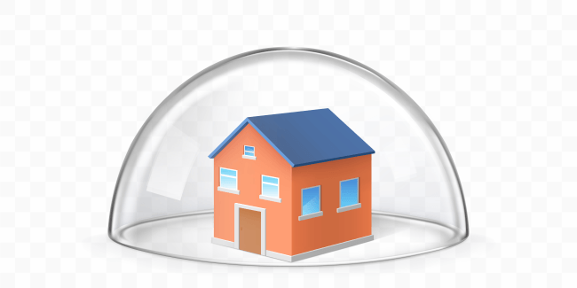 Hus dækket med glaskuppel realistisk vektor