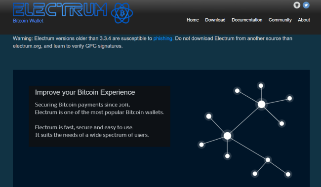 Näyttökuva electrum.org-sivustosta