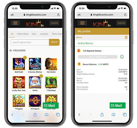 KingBit Casinon mobiililaitteiden yhteensopivuus.