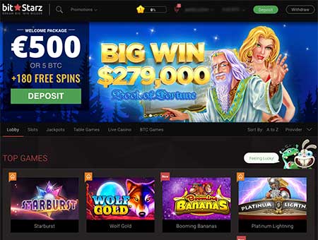 Et kig på BitStarz casino lobby og nogle Bitcoin Slot spil. BitStarz er en fremragende mulighed, når man tænker på nye Bitcoin Casinos 2018.