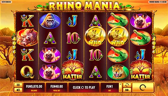 Rhino Mania -korttipaikka Platipukselta.