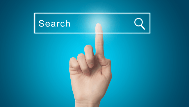 Fingertryk på en søgemaskine