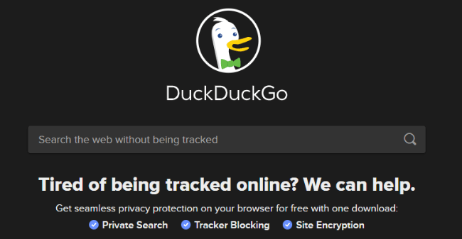 Näyttökuva duckduckgo.com-sivustosta